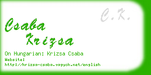 csaba krizsa business card